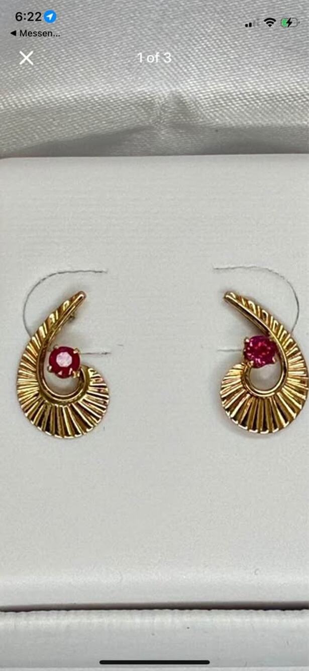Ruby 14K Gold Spiral Earrings